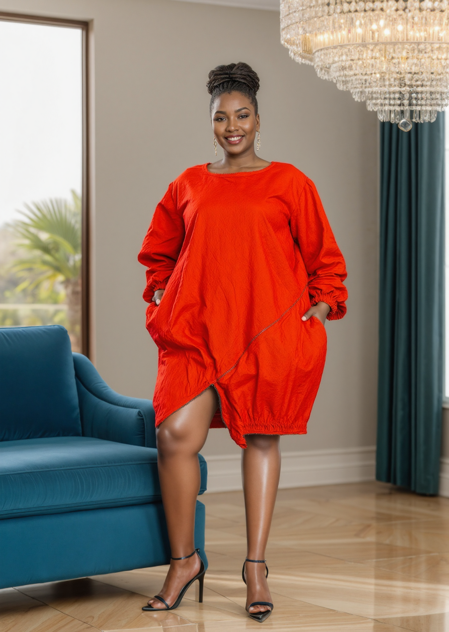 Women's African Print Zipper Dress (Style:7723 S)