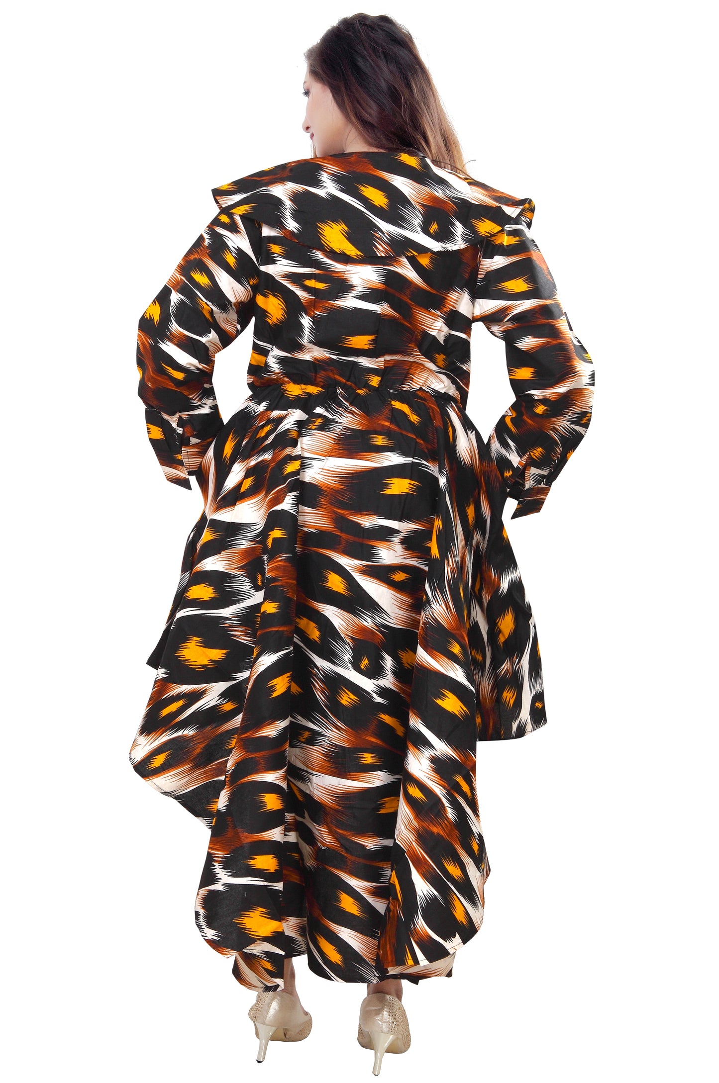 Women's African Print High-Low Zipper Dress - One Size Fits Most