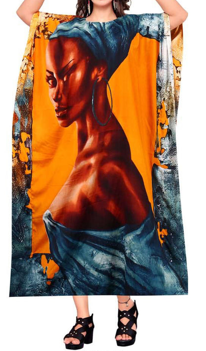 Women's Digital Print Dashiki Kaftan Dress - One Size Fits Most