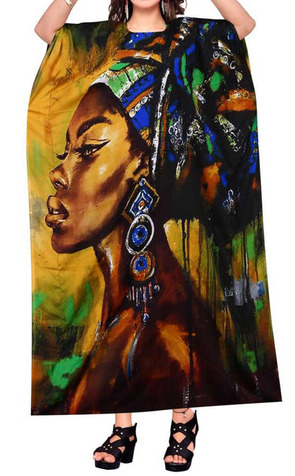 Women's Digital Print Dashiki Kaftan Dress - One Size Fits Most