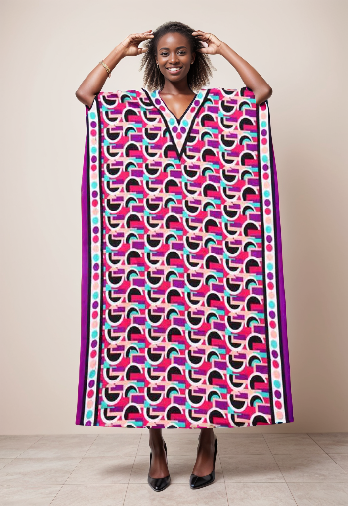 Women's Digital Print Dashiki Kaftan Dress (Style:1460)