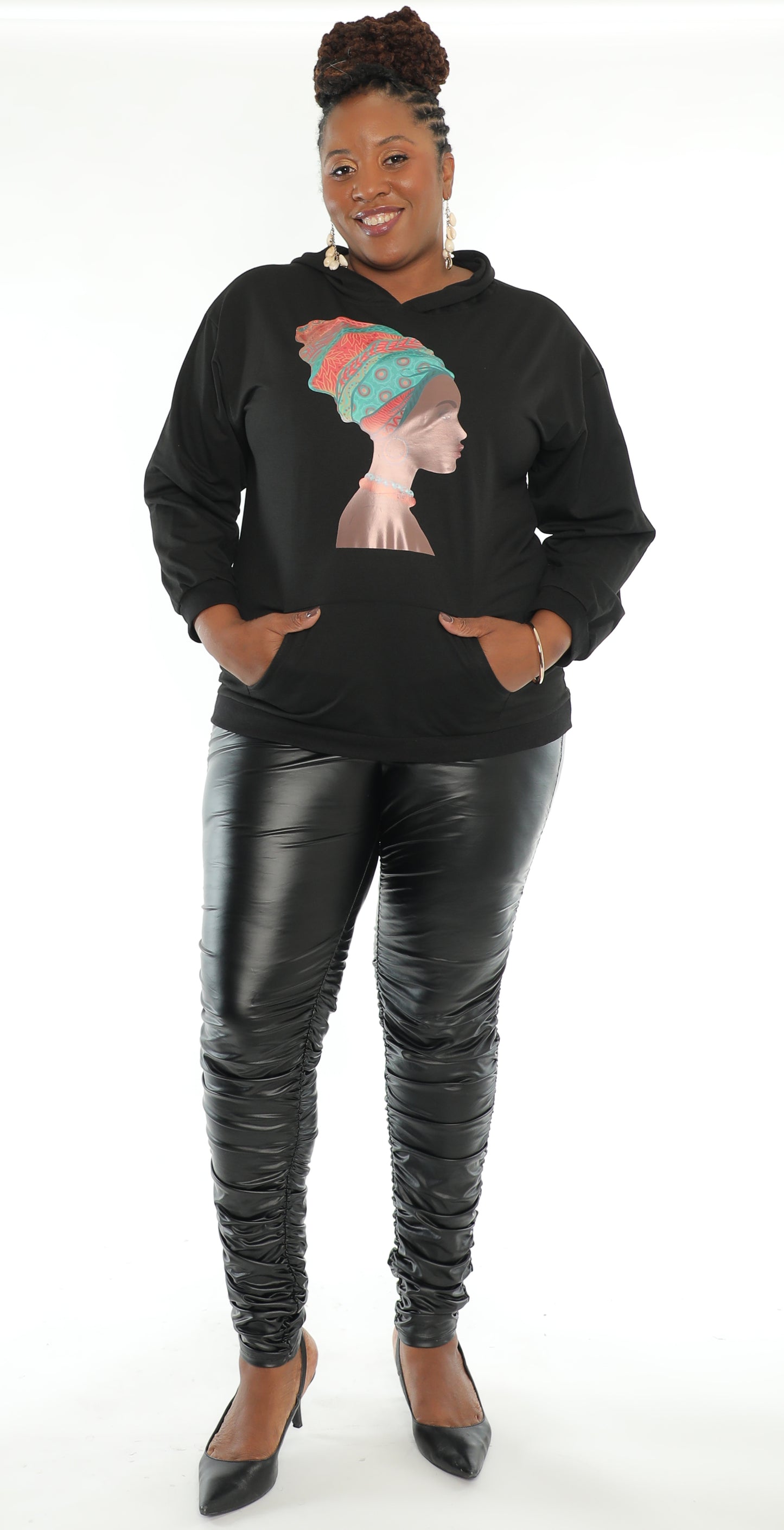 Afrocentric Woman Graphic Hoodie - Black