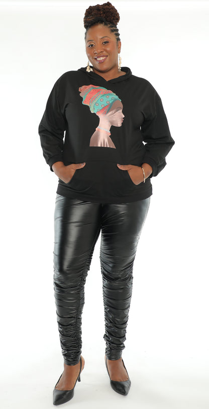 Afrocentric Woman Graphic Hoodie - Black