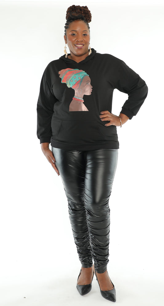 Afrocentric Woman Graphic Hoodie - Black