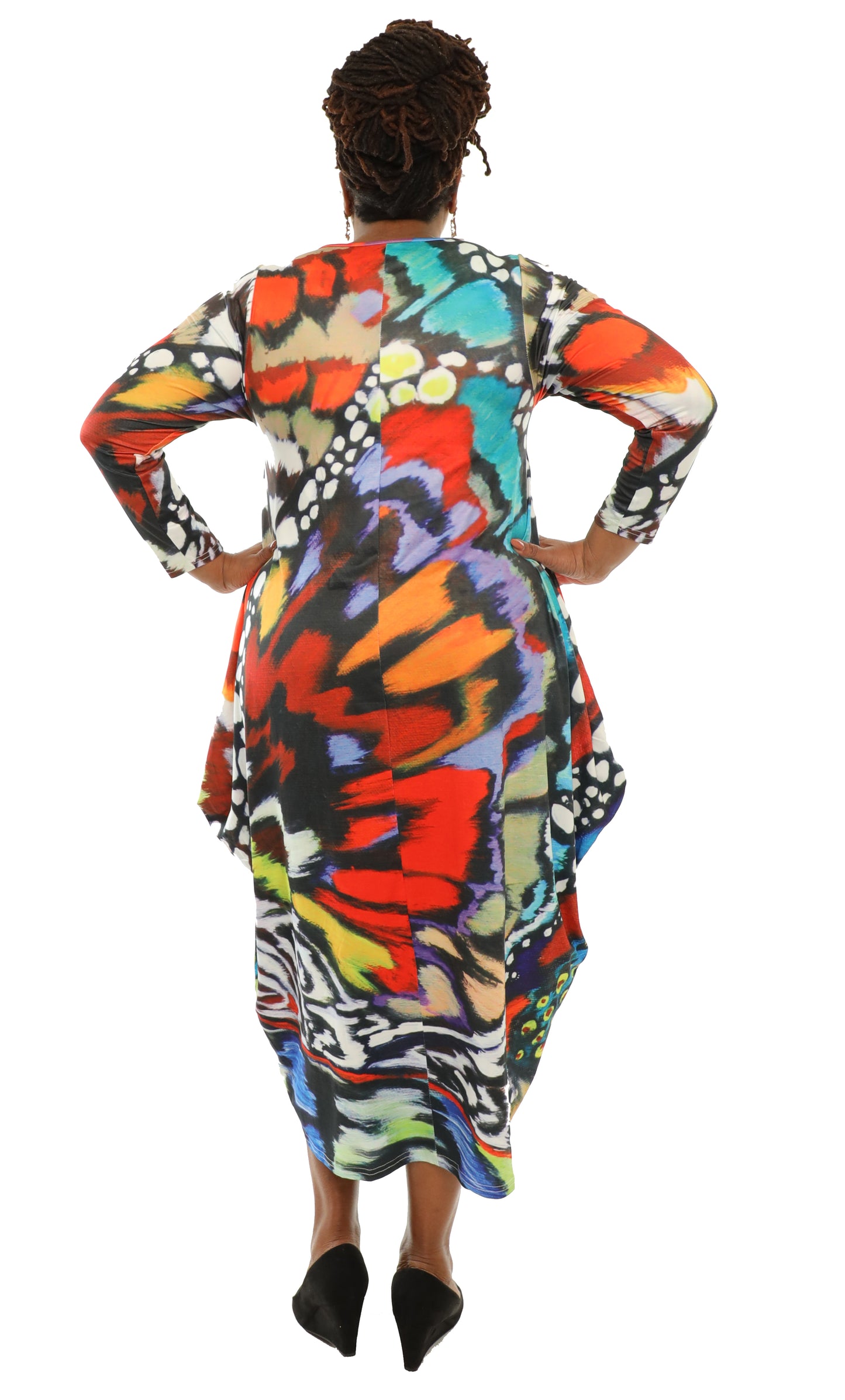 Women's Oversize Loose and Comfortable Fit Baggy Dress Digital Print Long Sleeves With Side Pockets - One Size Fits All