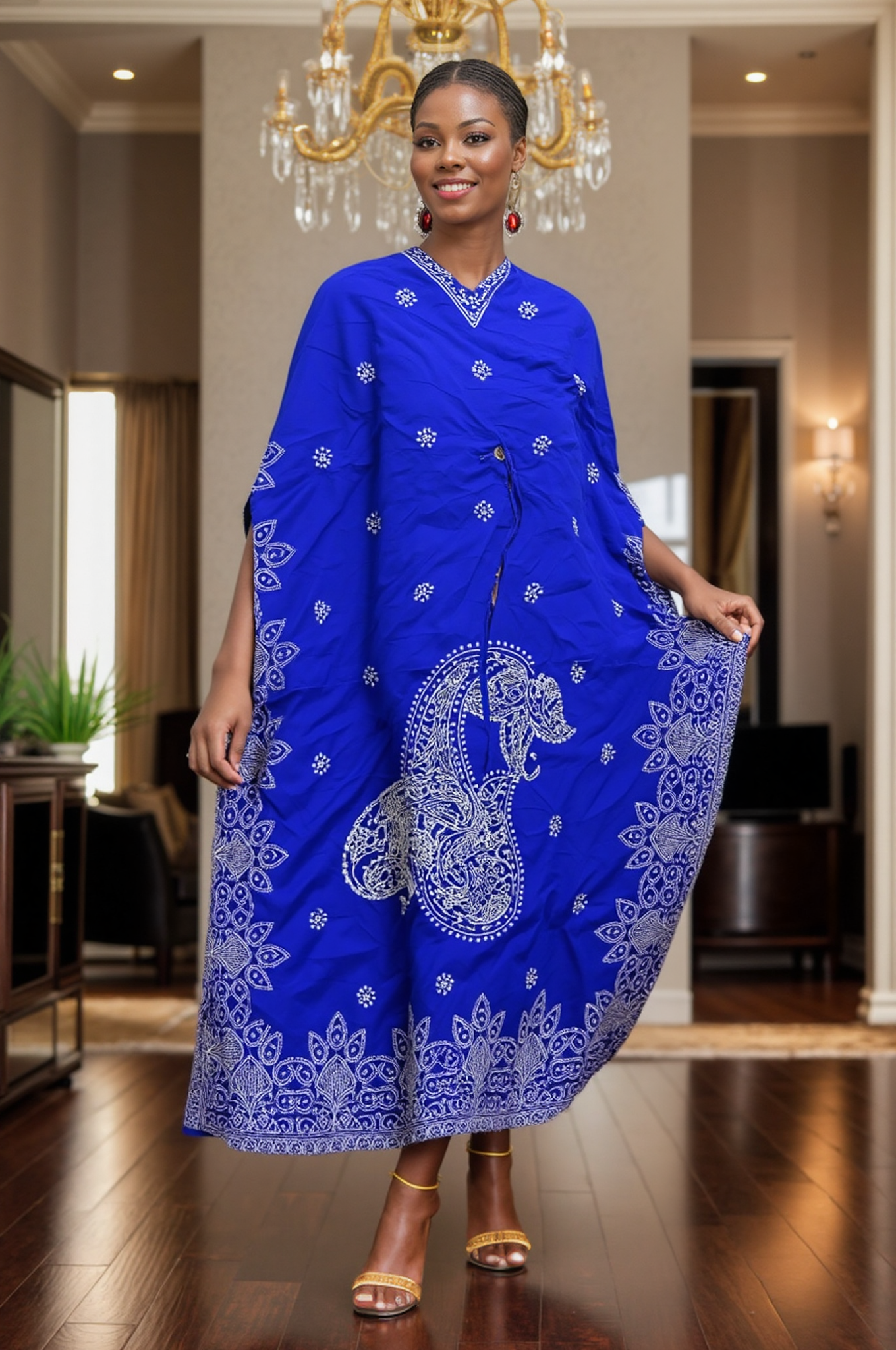 Embroidered Luxury Kaftan Dress - Paisley Design (Available in 3 Colors)